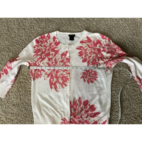 Ann Taylor, 3/4 Sleeve, White And Pink Floral Cardigan, Size: L - Picture 4 of 7